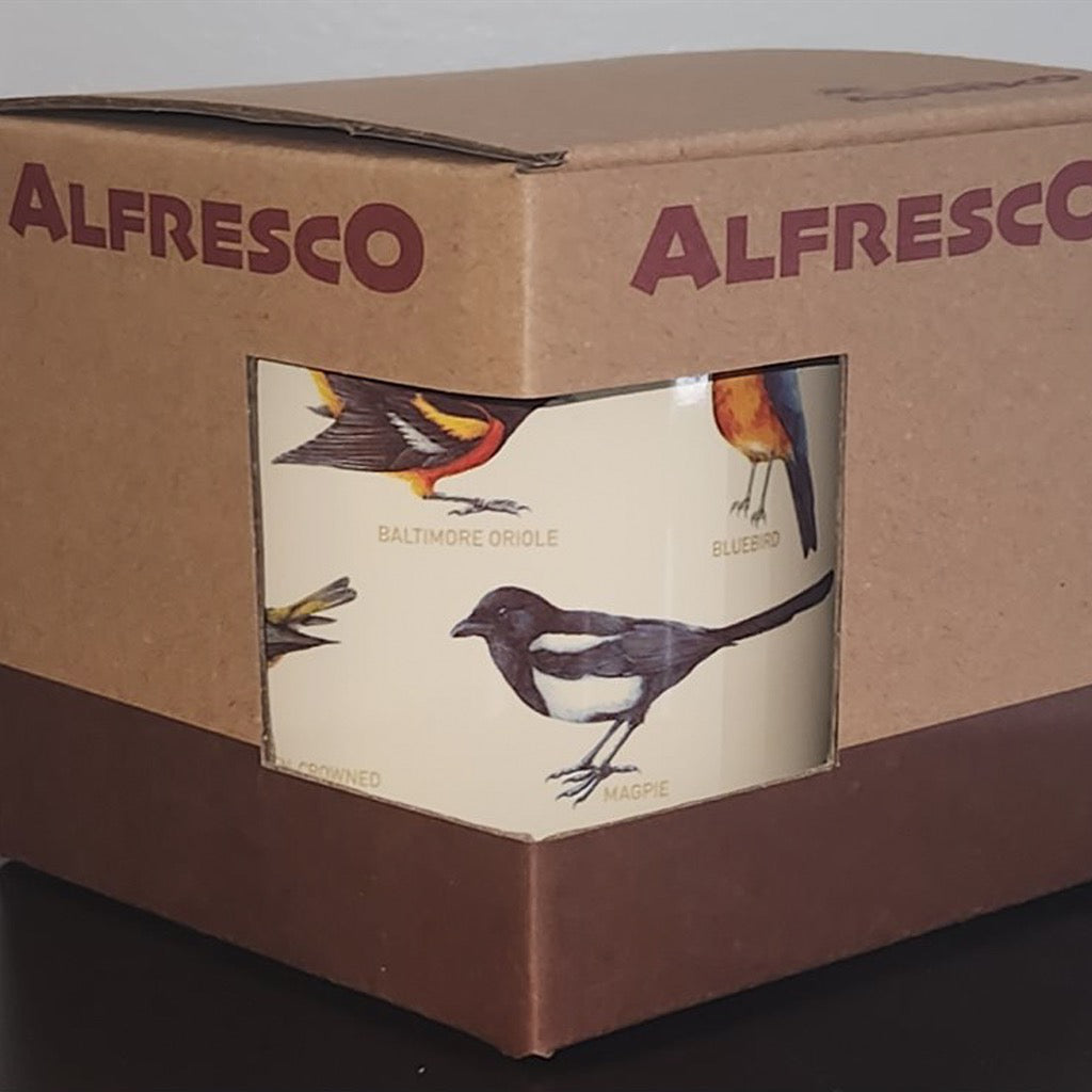 Alfresco Enamel Mug Birds packaging.