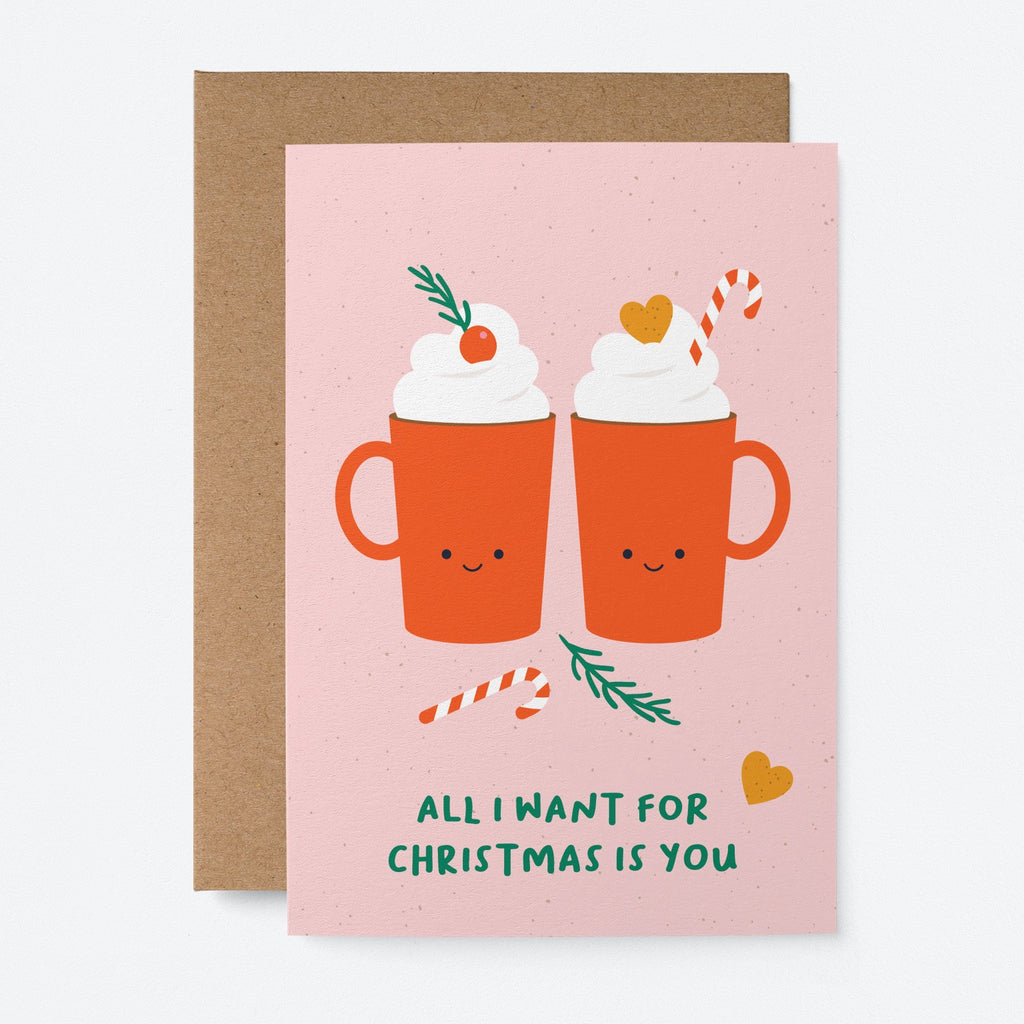 All I Want Hot Chocolate Christmas Card.