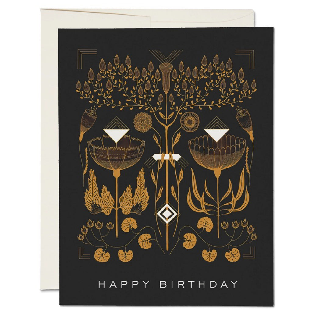 Amber Gold Birthday Card.