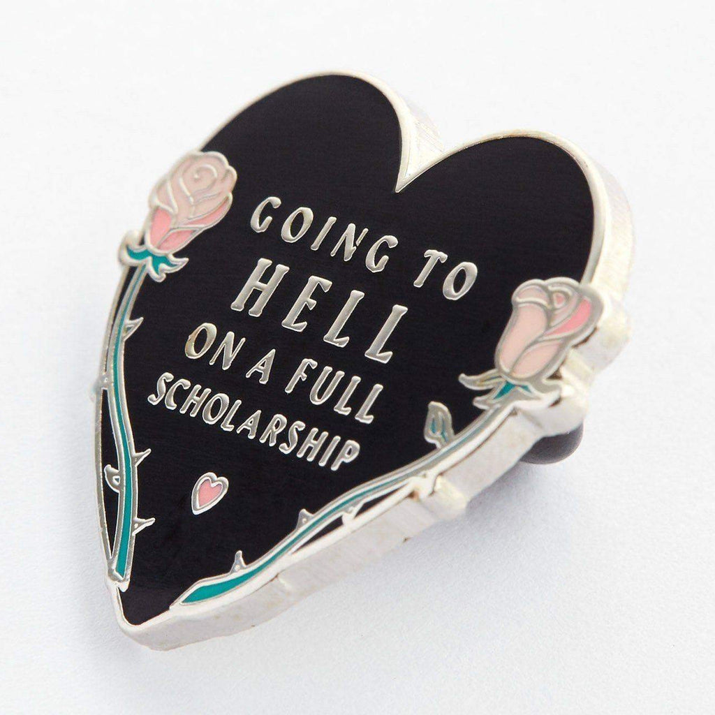 Angle view of Full Scholarship Enamel Pin.