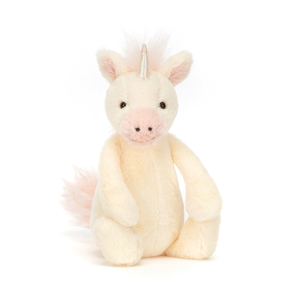 Angle view of Jellycat Bashful Unicorn Original.