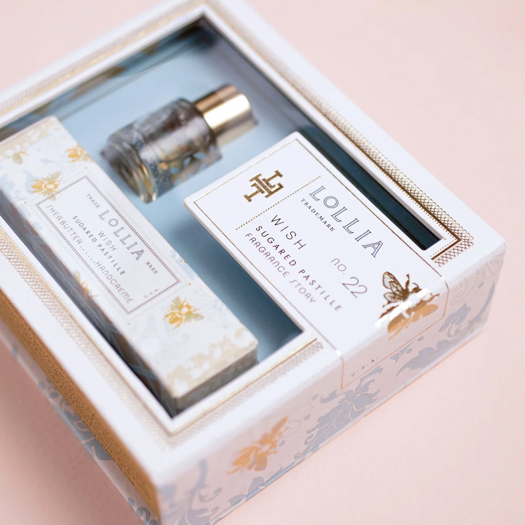 Angle view of Lollia Wish Fragrance Story Gift Set.