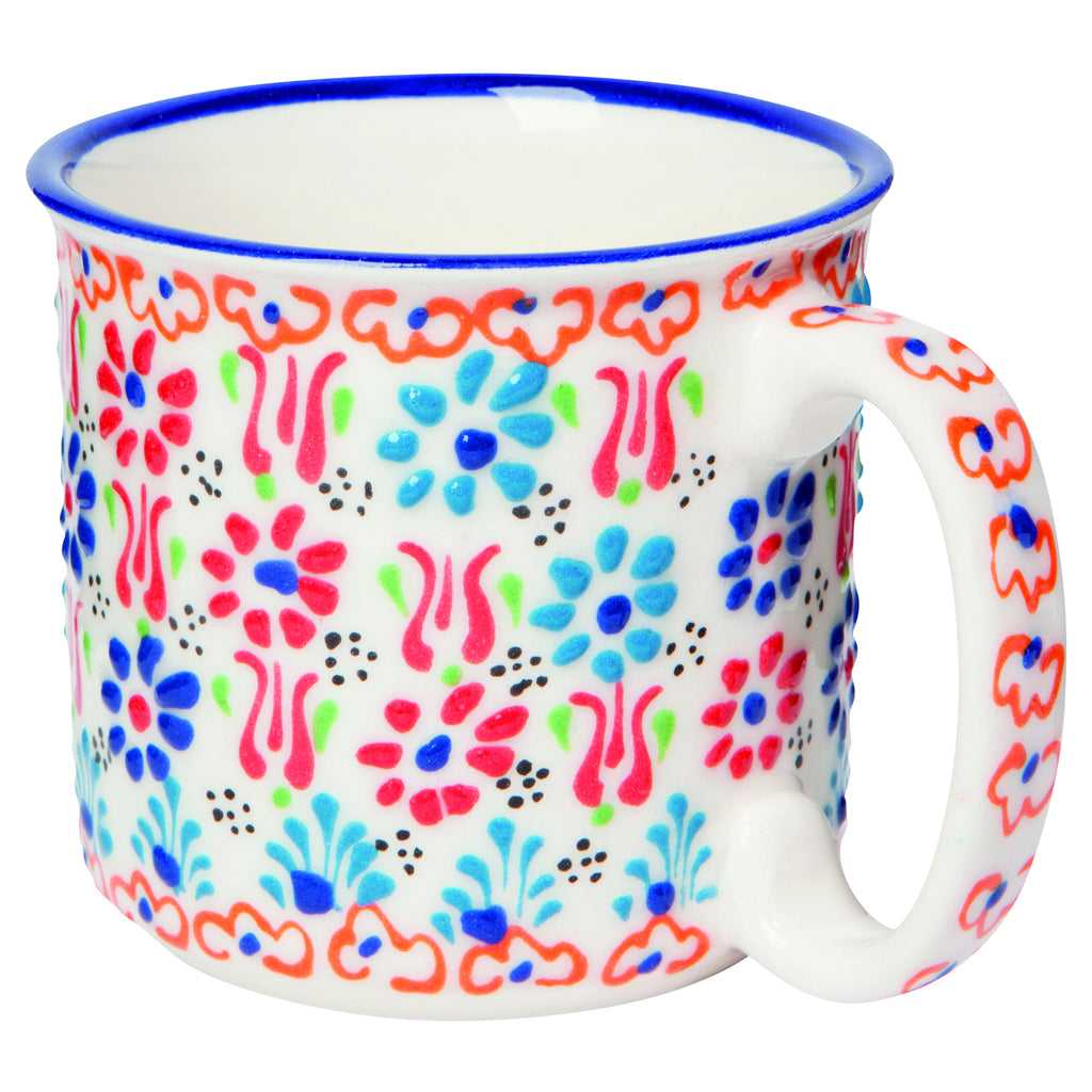 Angle view of Multi White Evani Mug.