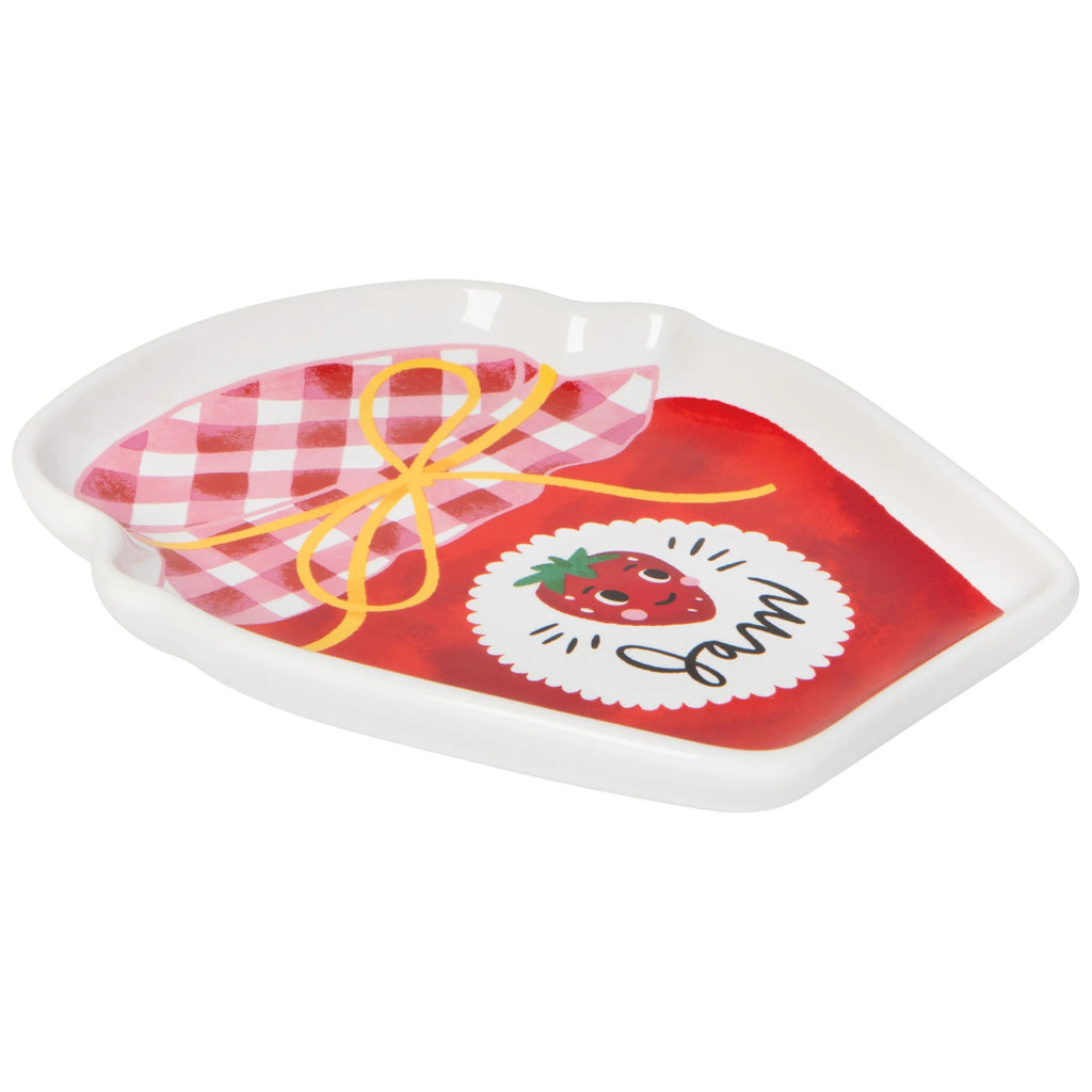 Angle view of Strawberry Jam Shaped Dish.