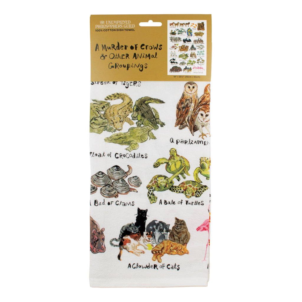 Animal Groupings Towel packaging.