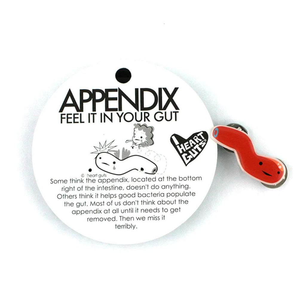 Appendix Lapel Pin features.