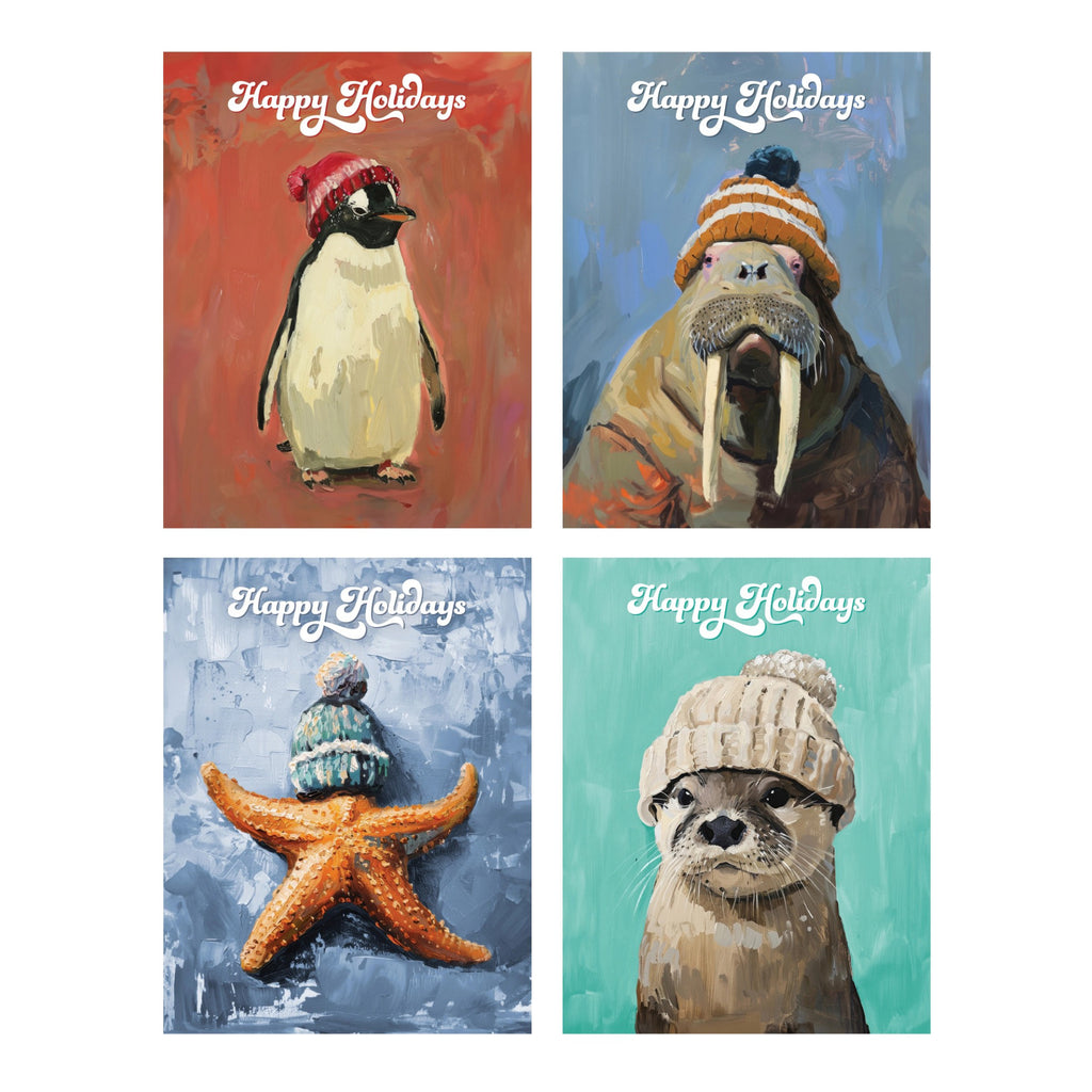 Aquatic Animals Happy Holidays Boxed Cards samples.