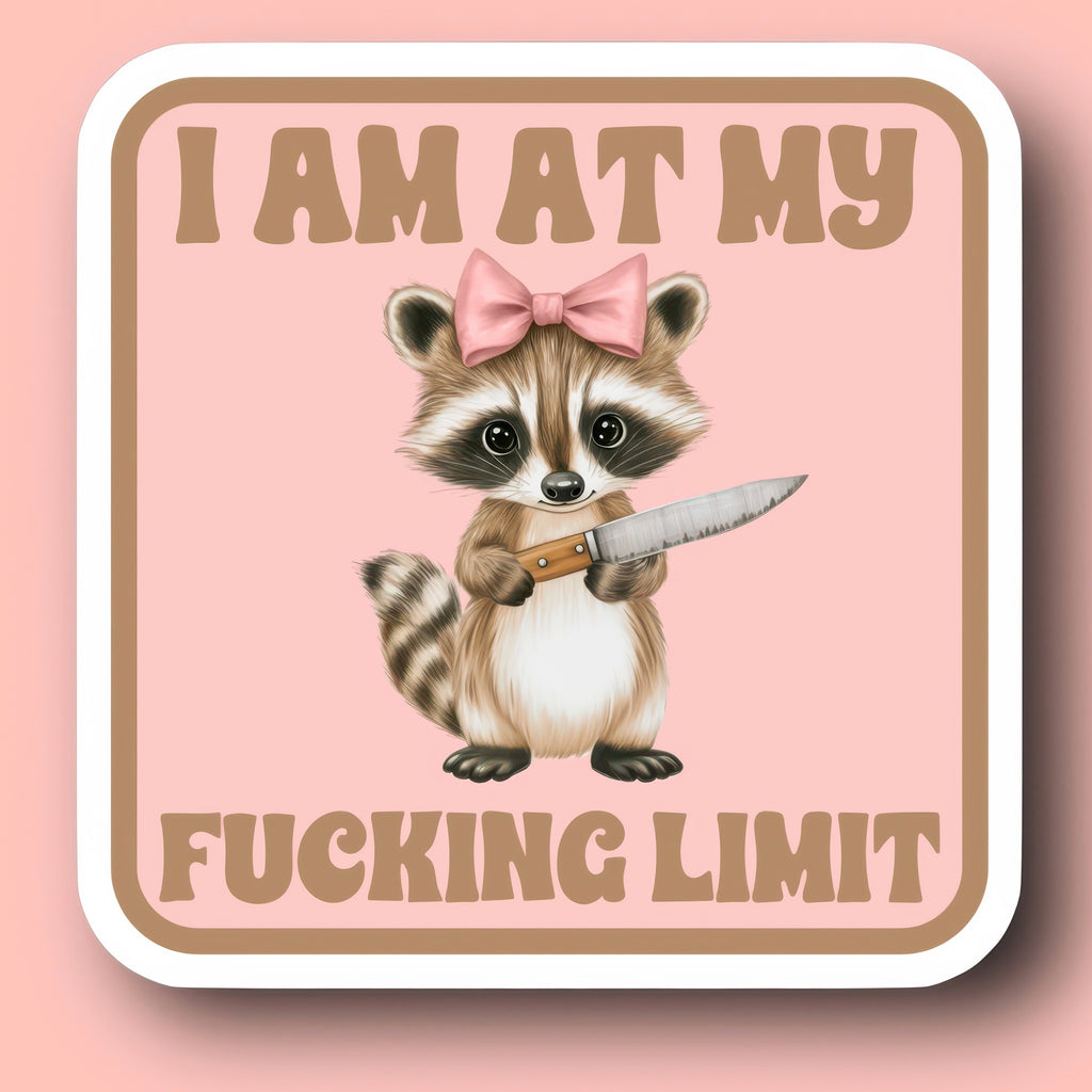 At My Limit Raccoon Sticker.
