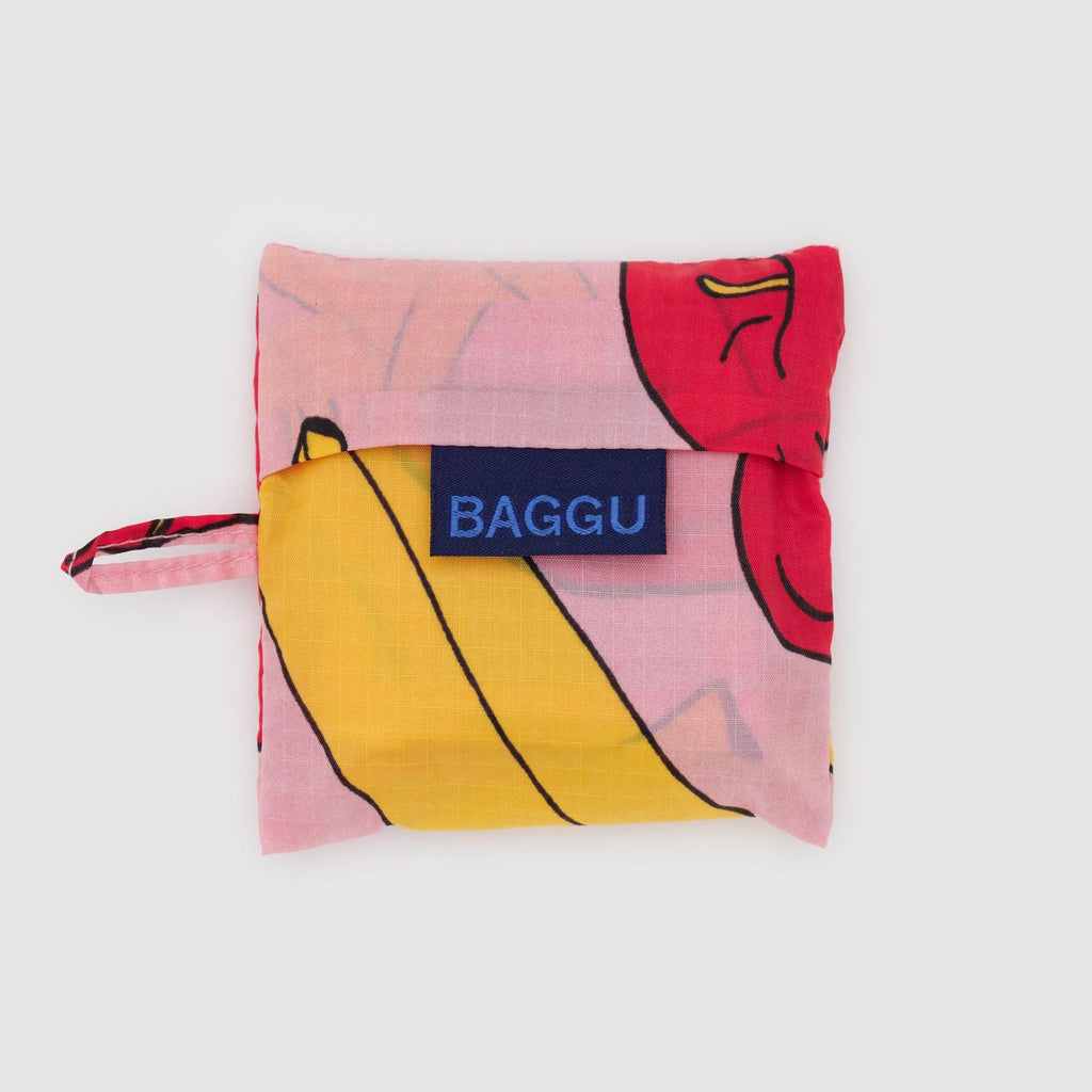 Baby Baggu Light Pink Apples & Bananas folded.