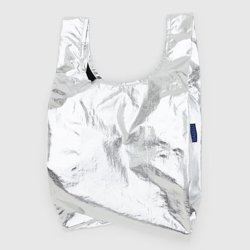 Baby Baggu Metallic Silver.