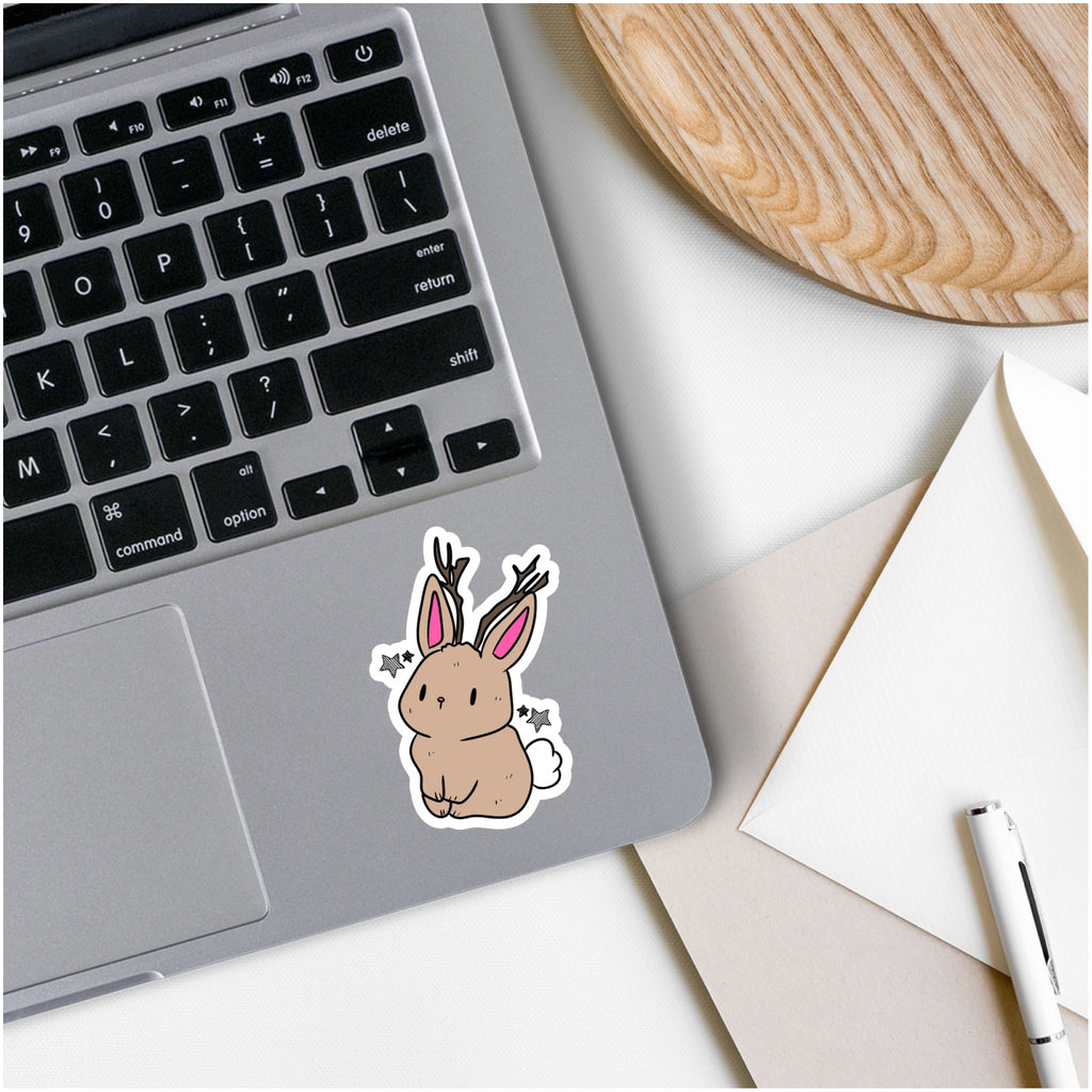 Baby Jackalope Sticker on computer.