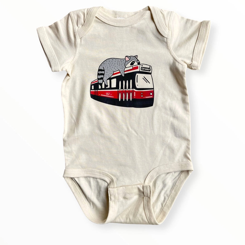 Baby Toronto Streetcar Raccoon Onesie.
