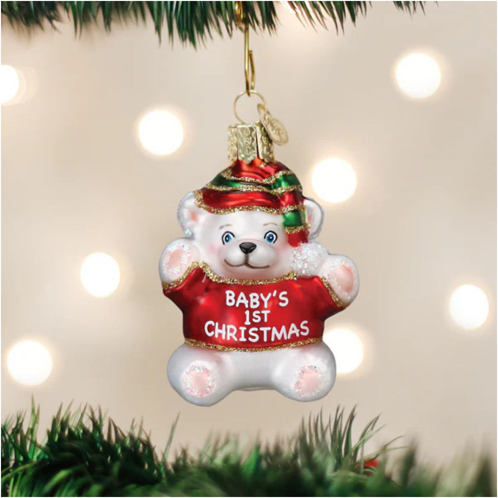 Baby's 1st Christmas Ornament on tree.