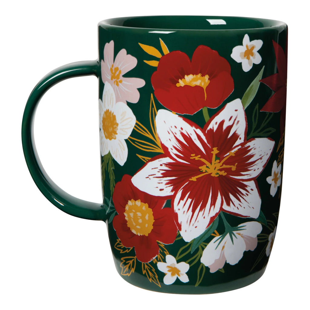 Back of Amaryllis Christmas Tall Mug.