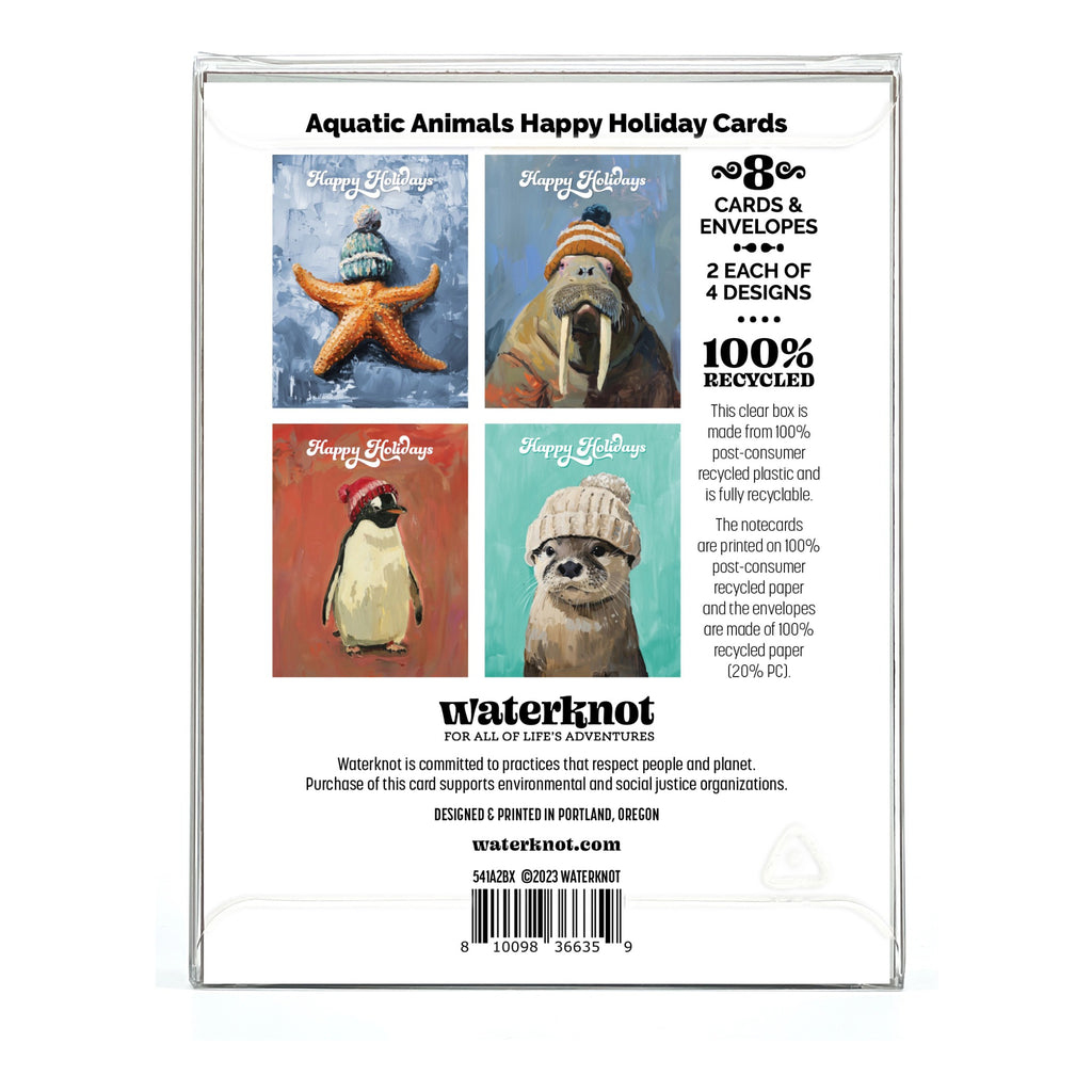 Back of Aquatic Animals Happy Holidays Boxed Cards.