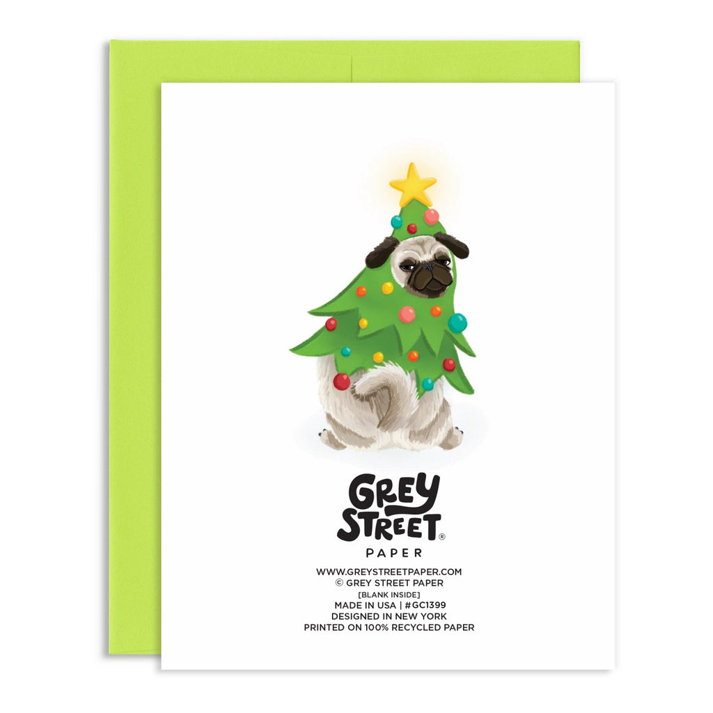 Back of Bah Hum Pug Christmas Card.