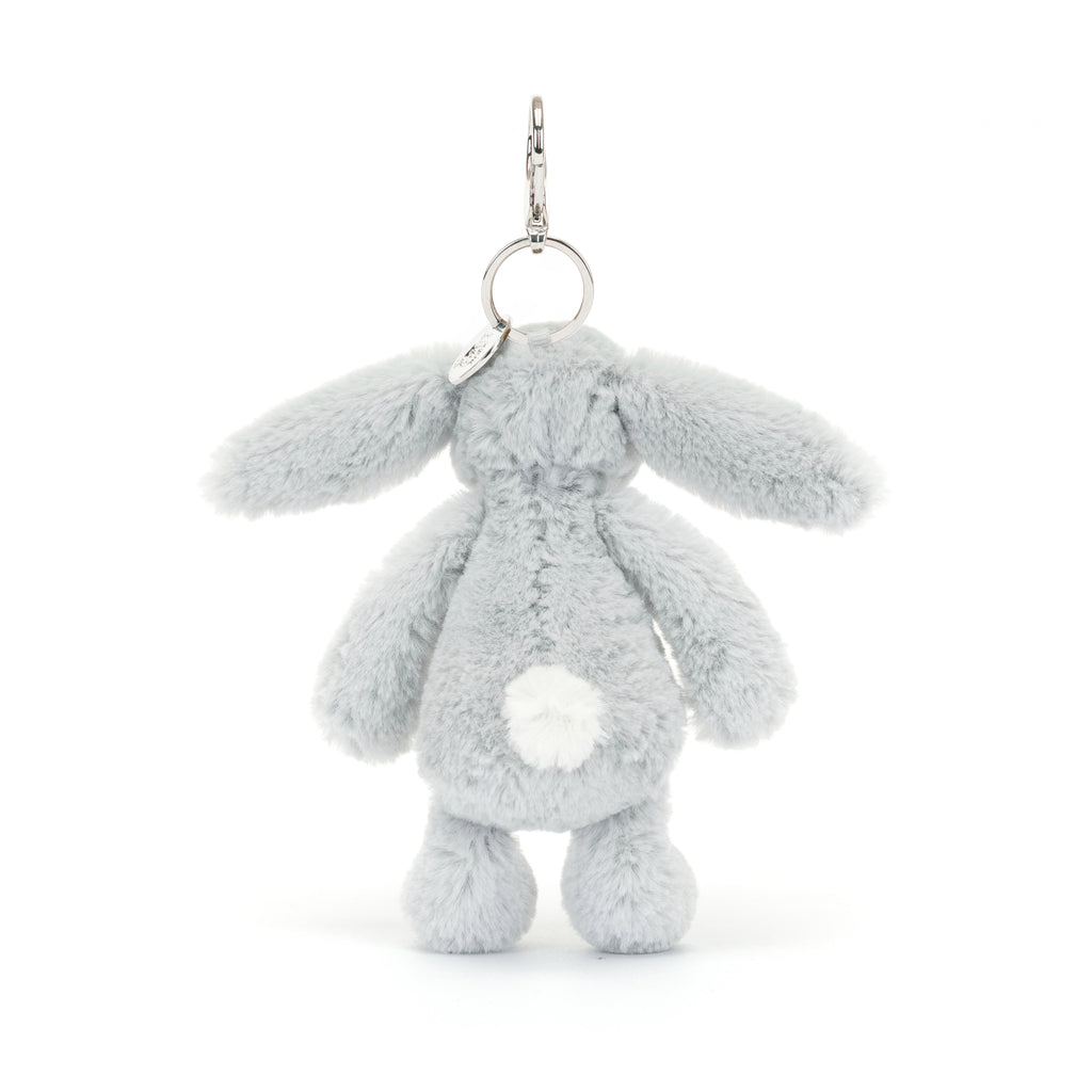 Back of Bashful Silver Bunny Bag Charm.