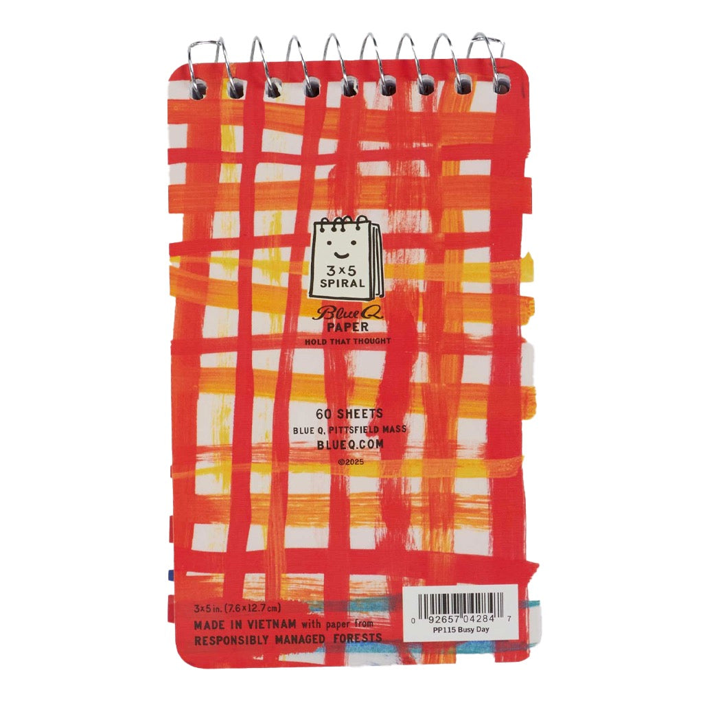 Back of Busy Day Spiral Notebook.