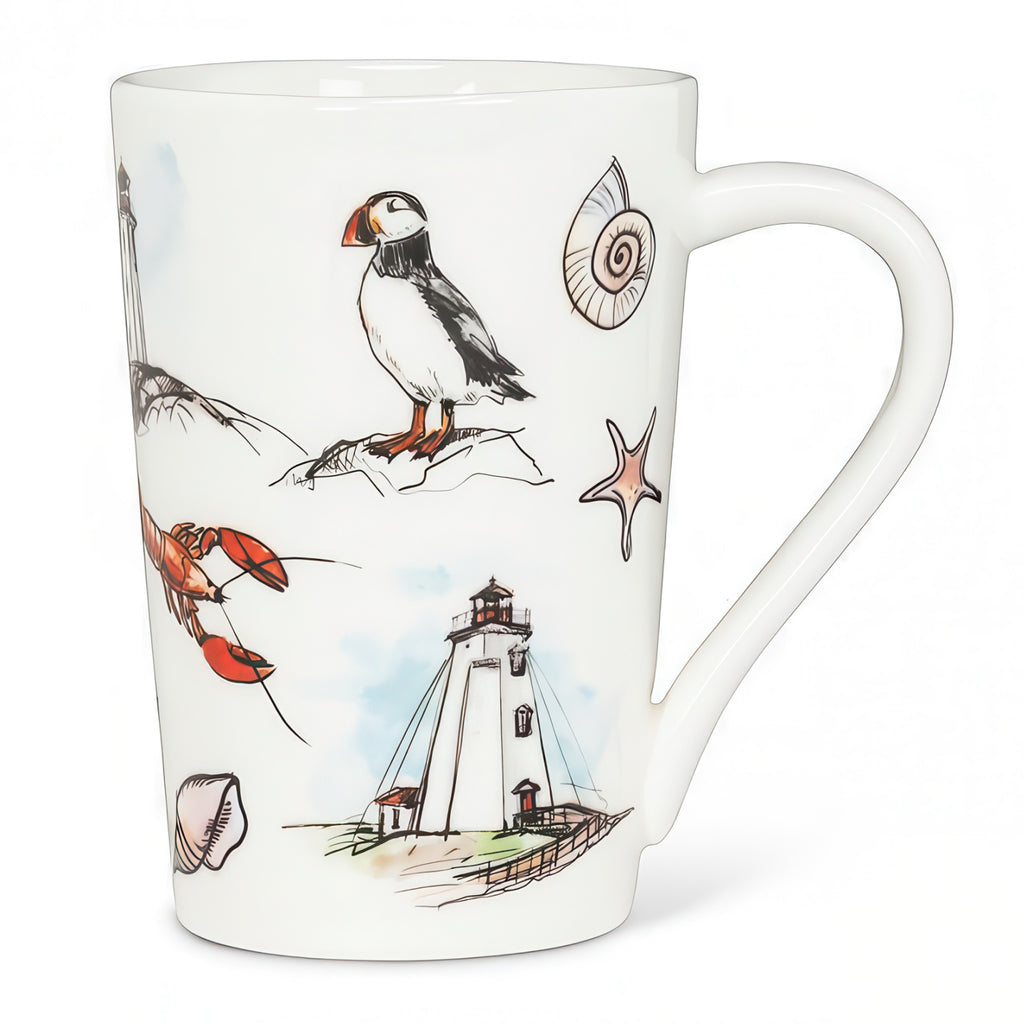 Back of Coastal Icons Tall Mug.
