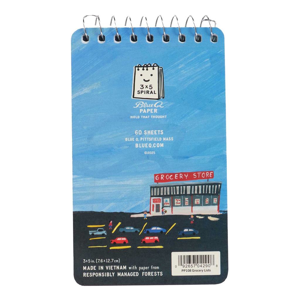 Back of Grocery Lists Spiral Notebook.