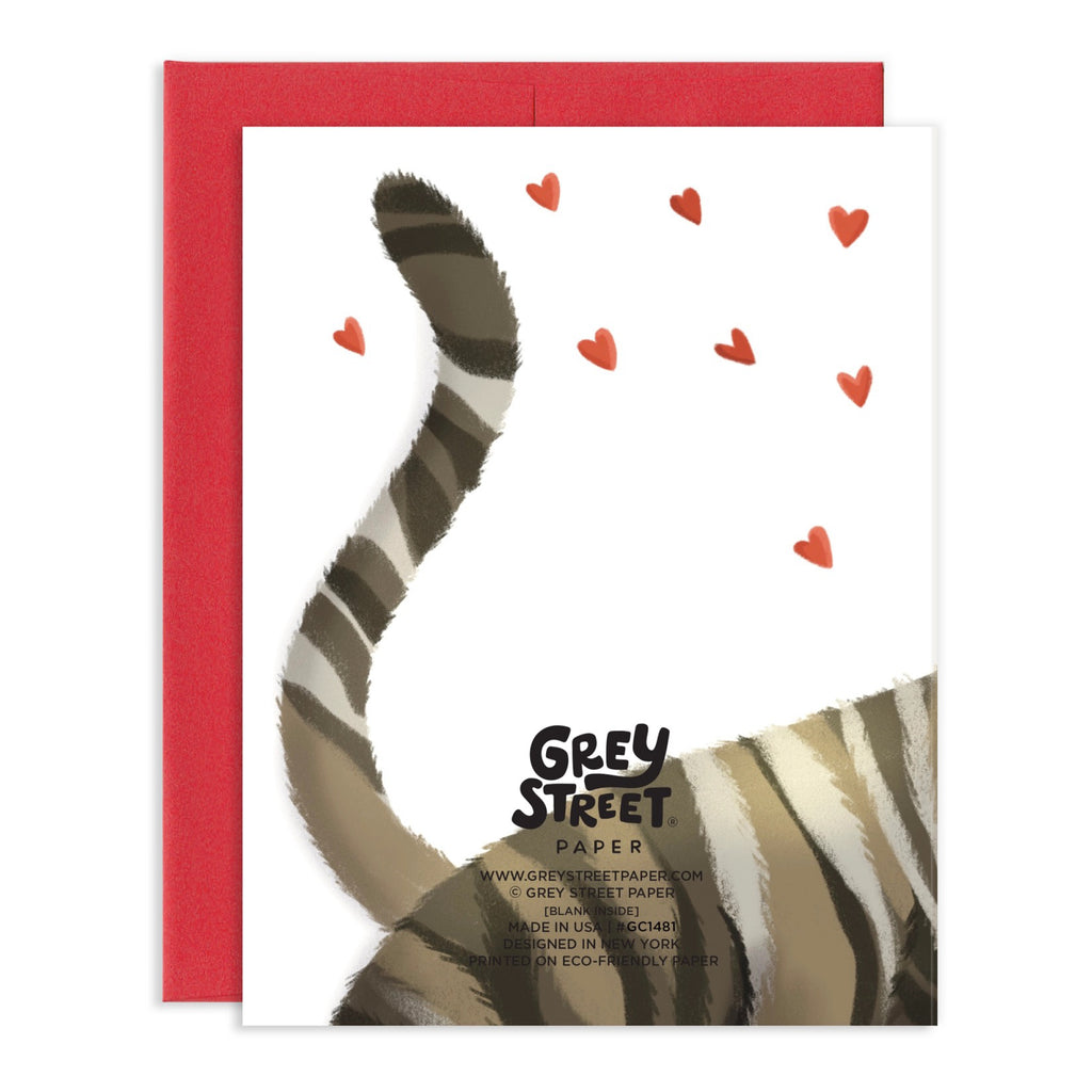 Back of In Your Face Cat Love Card.