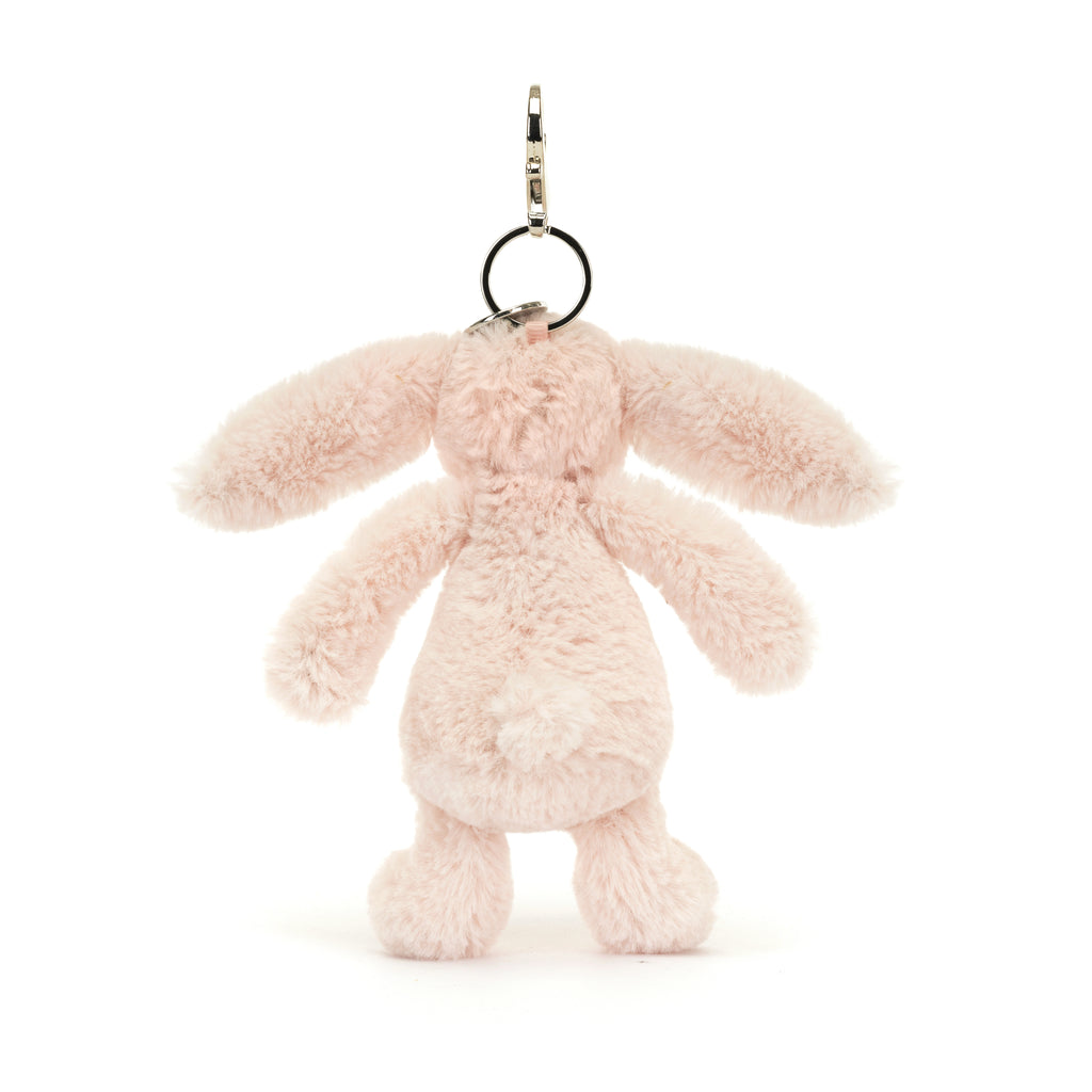 Back of Jellycat Bashful Blush Bunny Bag Charm.