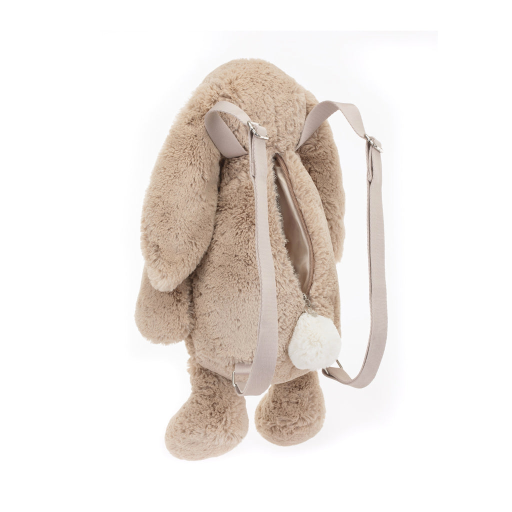 Back of Jellycat Bashful Bunny Beige Backpack.