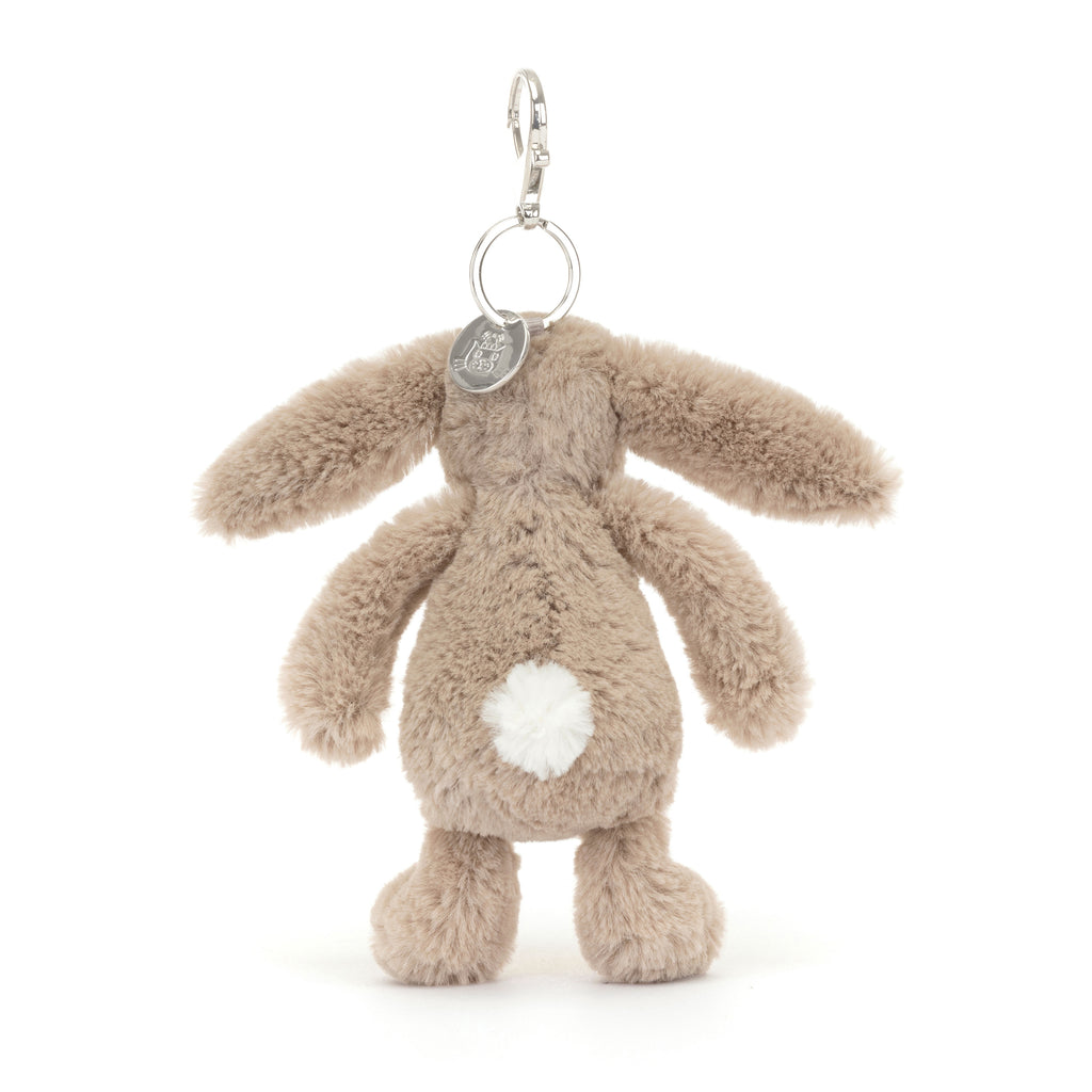 Back of Jellycat Bashful Bunny Beige Bag Charm.