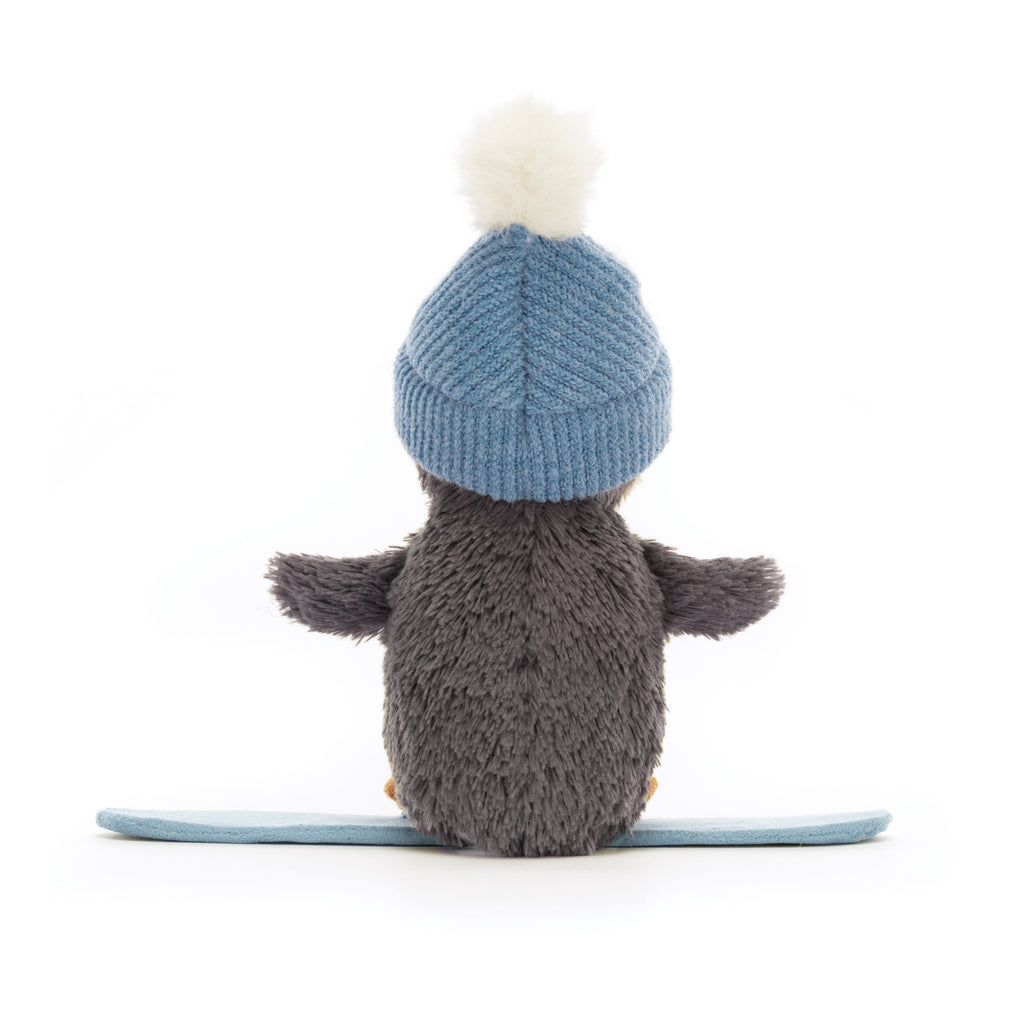 Back of Jellycat Peanut Penguin Snowboarding Small.