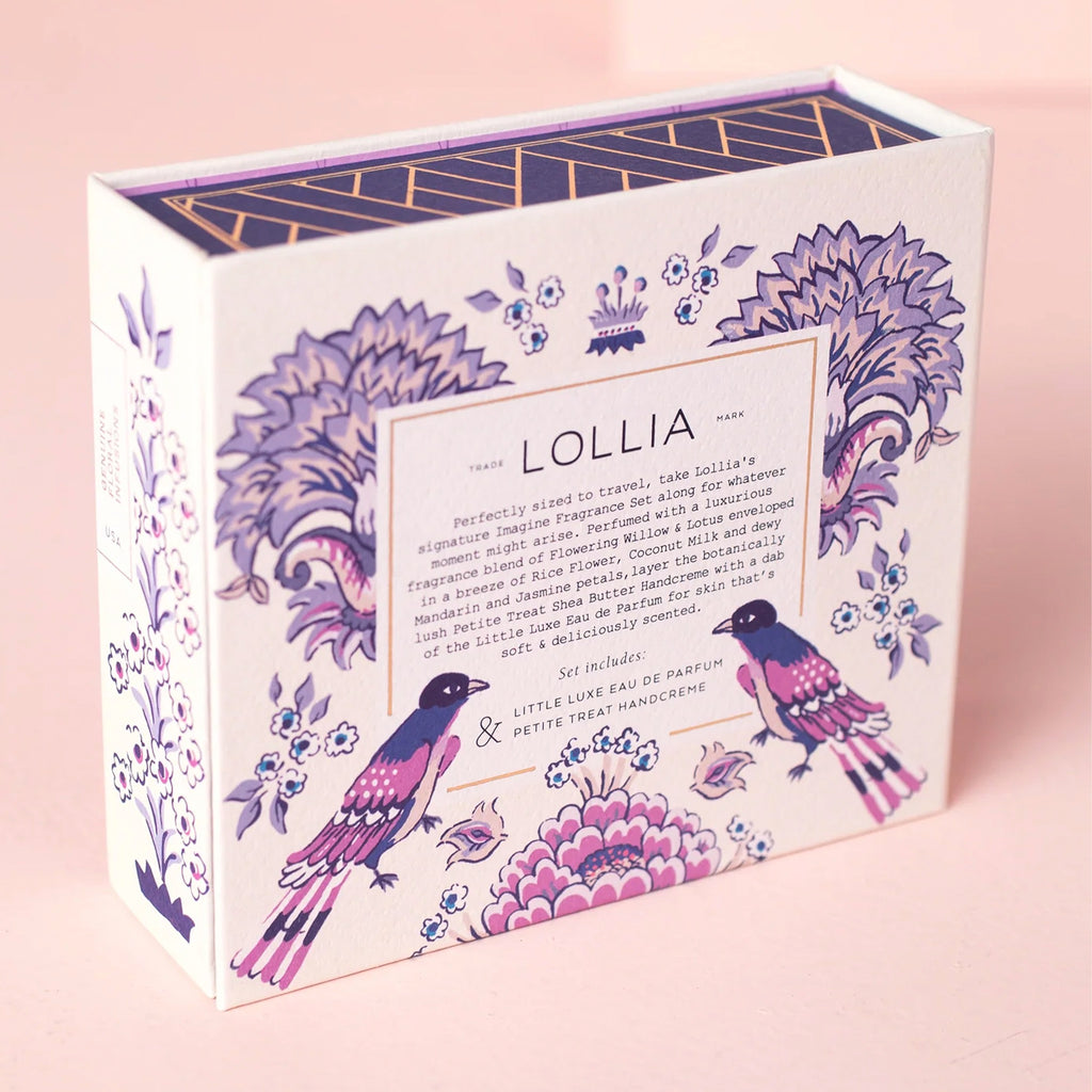 Back of Lollia Imagine Fragrance Story Gift Set.