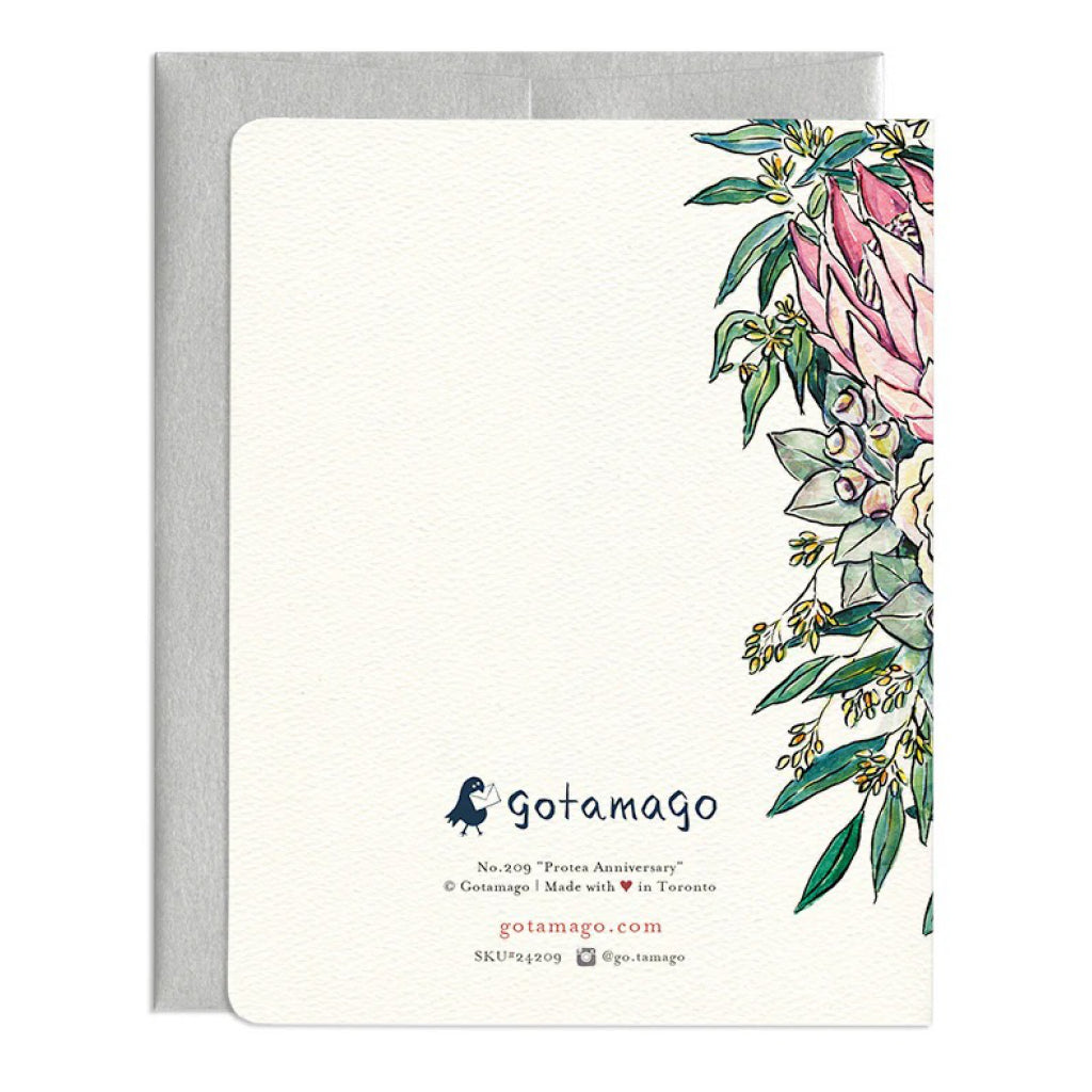 Back of Protea Anniversary Card.
