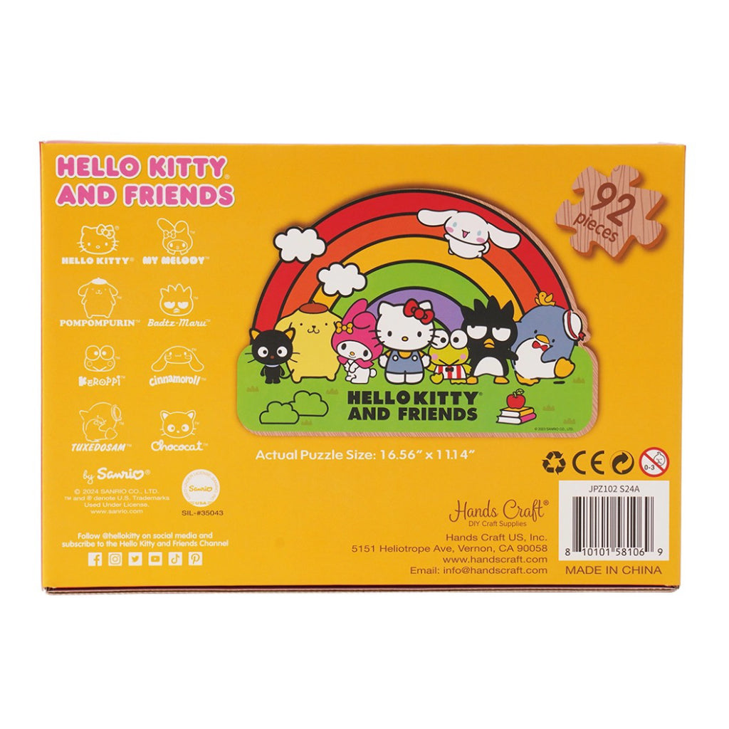 Back of Rainbow Hello Kitty And Friends Wooden Jigsaw Puzzle.