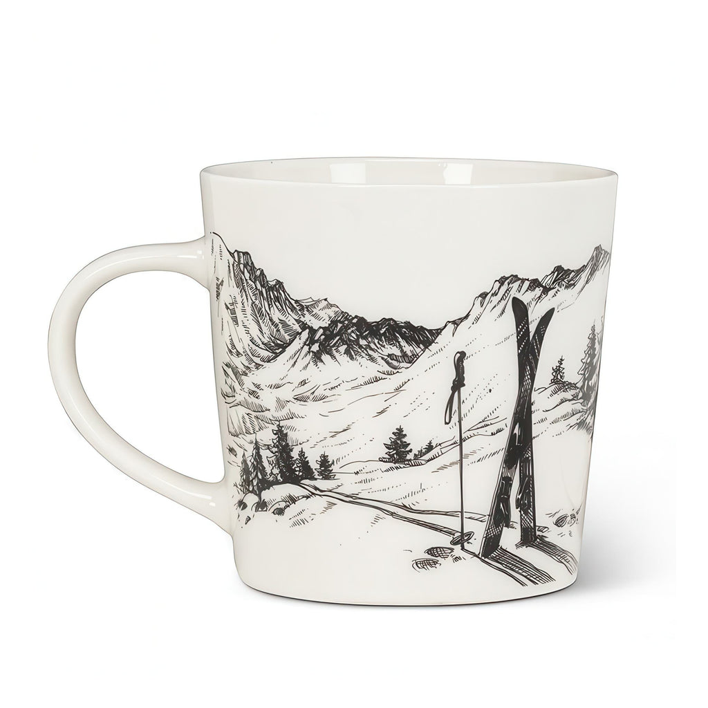 Back of Ski Scenery Sketch Mug.