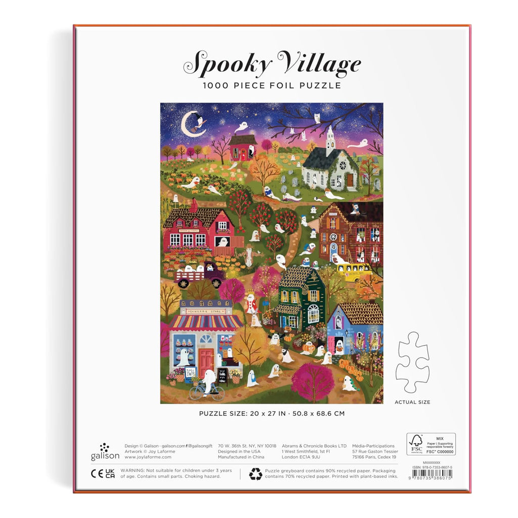 Back of Spooky Village 1000 Piece Foil Puzzle.