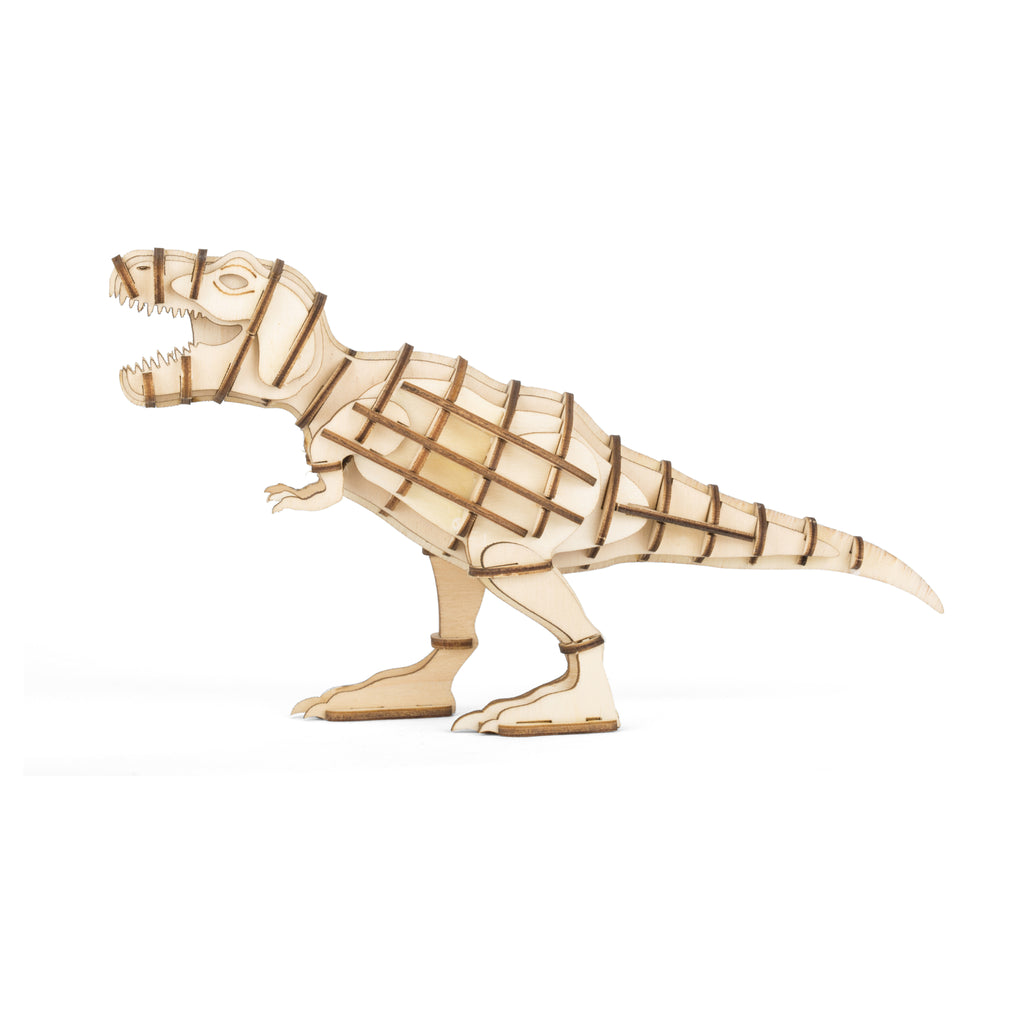 Back of T-Rex 3D Wooden Puzzle.