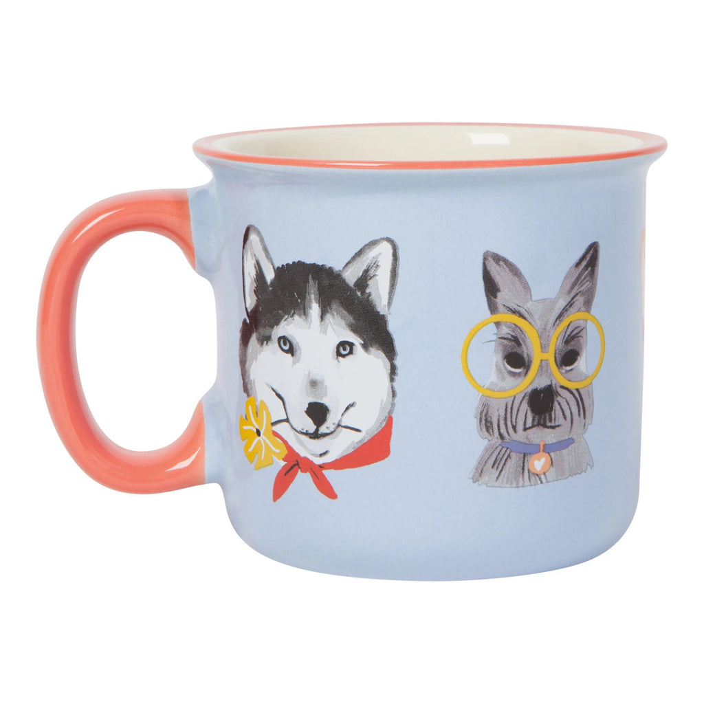 Back of Uptown Dogs Wander Mug.