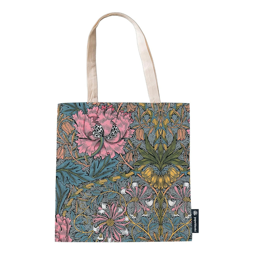 Back of William Morris Pink Honeysuckle Canvas Bag.