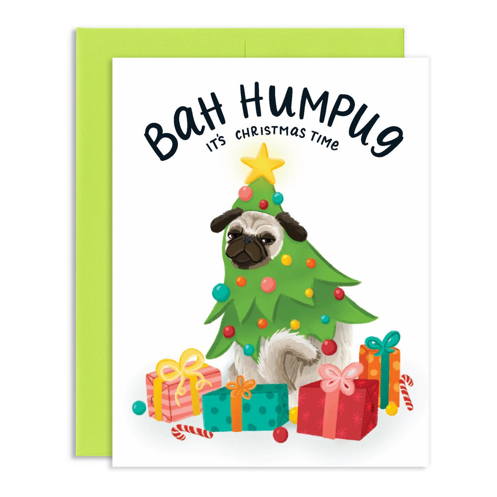 Bah Hum Pug Christmas Card.