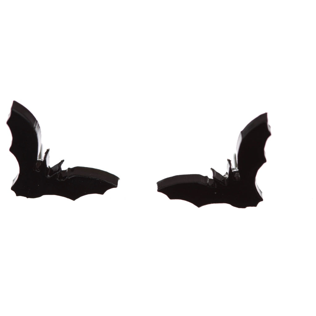 Bats Pierced Studs Solid Black.