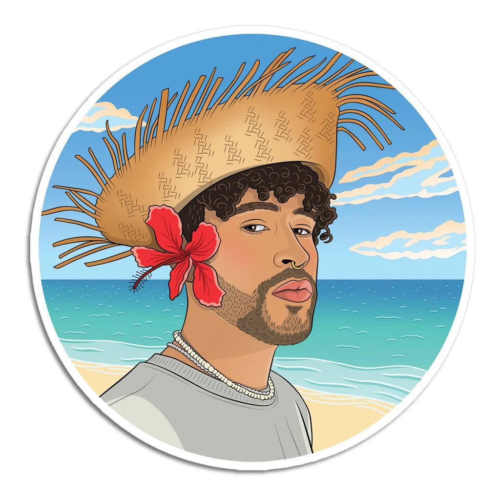Beach Bad Bunny Die Cut Sticker.