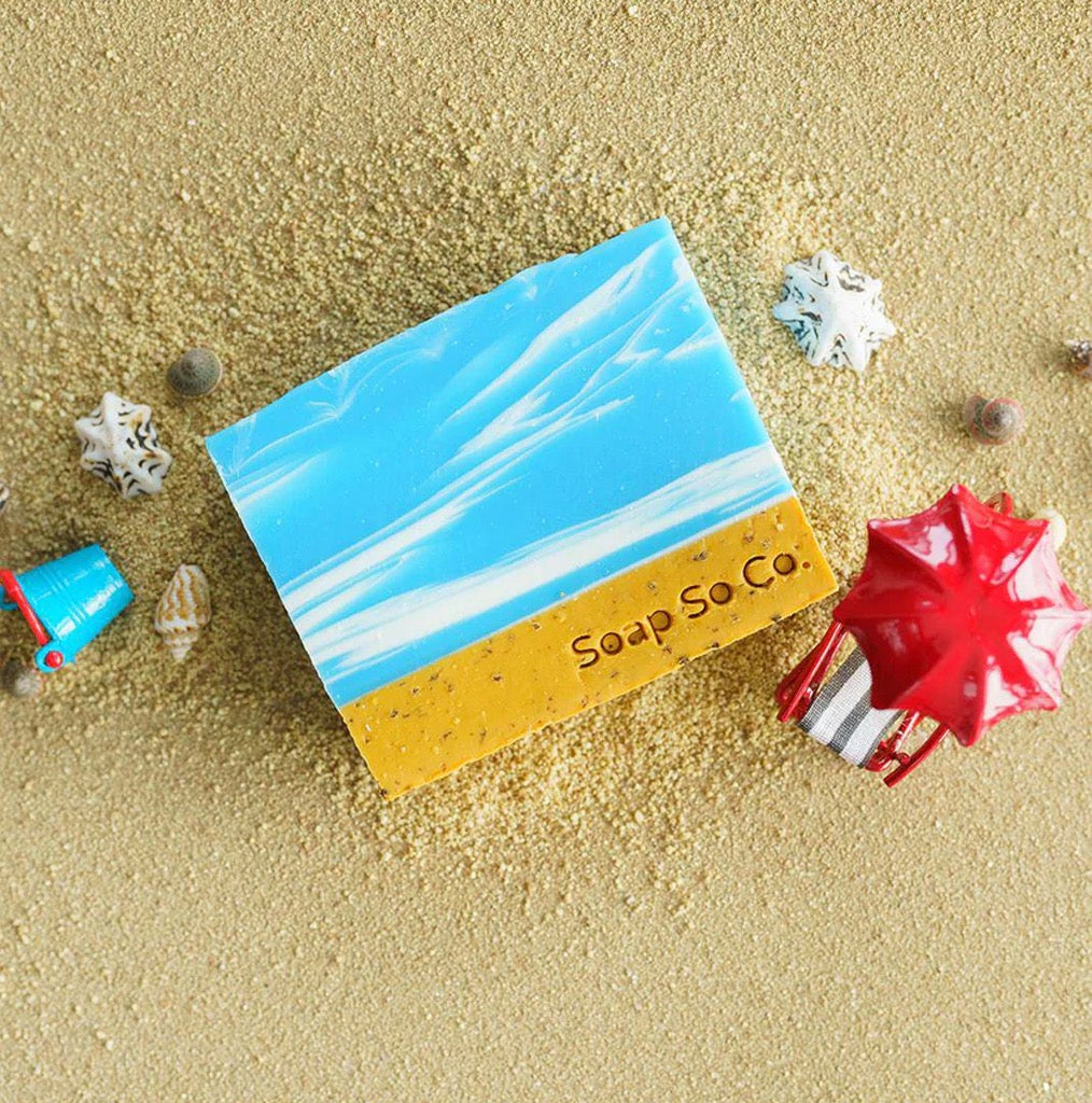 Beach Breeze Soap Bar on beach.