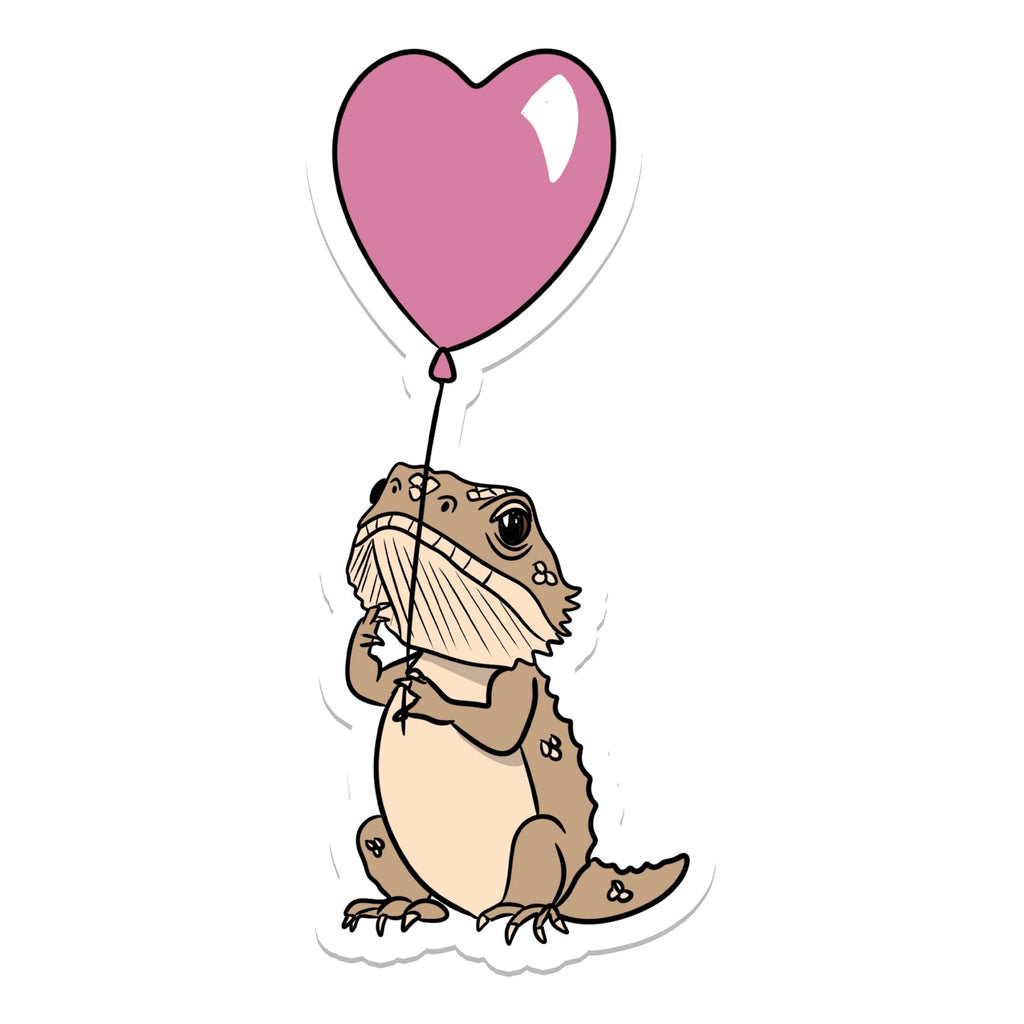 Bearded Dragon Heart Balloon Sticker.