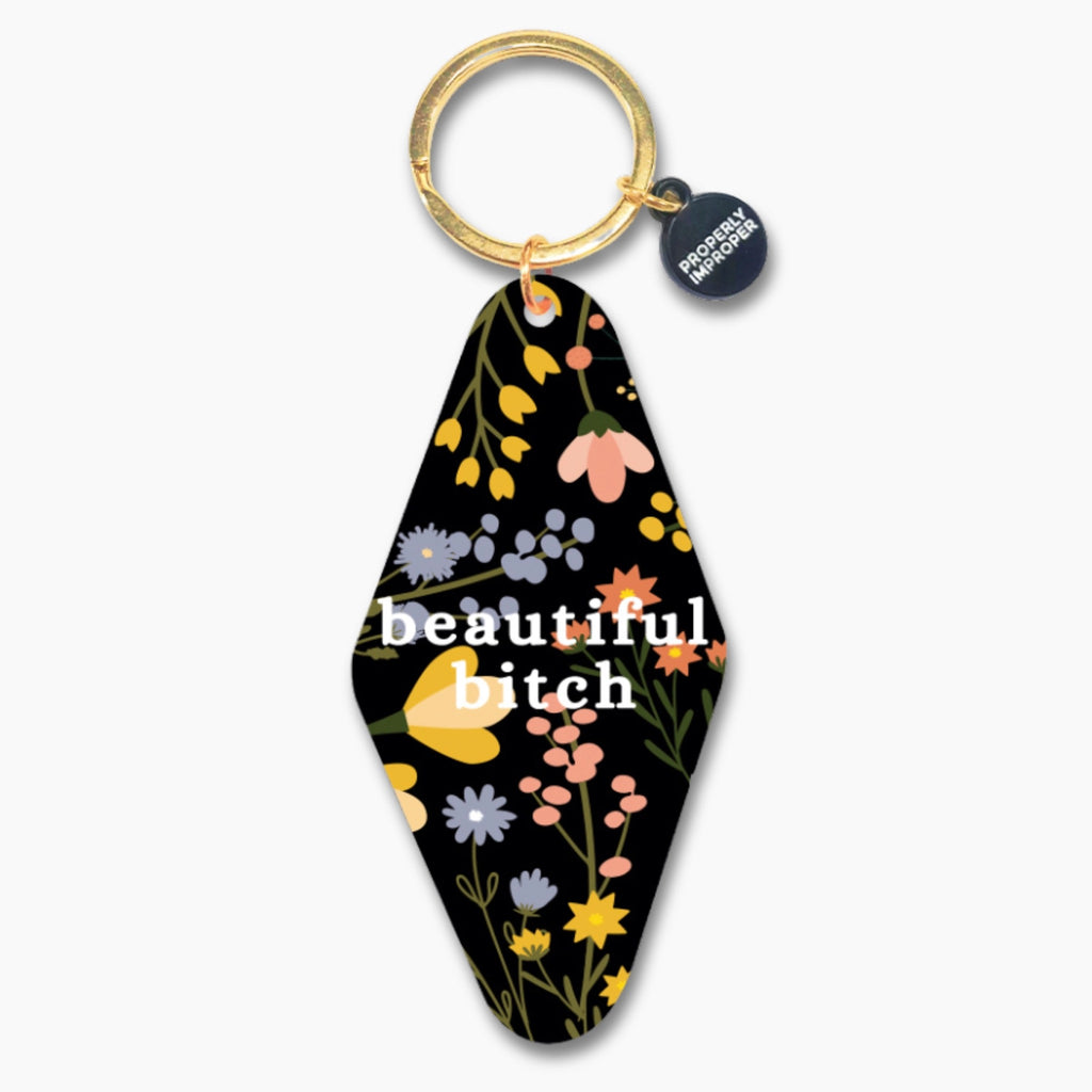 Beautiful Bitch Floral Motel Keychain.