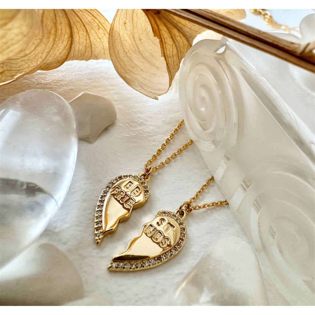 Best Friends Heart Charm Necklaces Gold - alt photo.