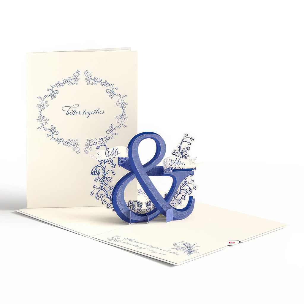 Better Together Mr. & Mrs. Wedding Pop-Up Card open and closed.