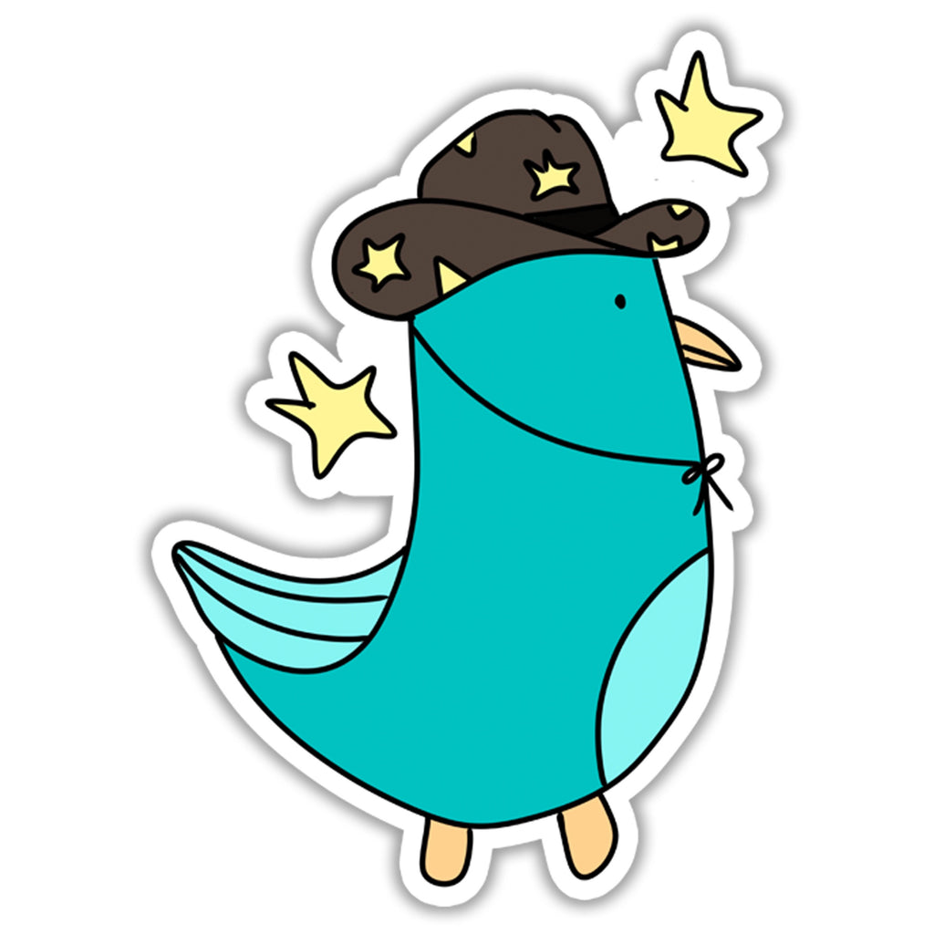 Bird Cowboy Sticker.