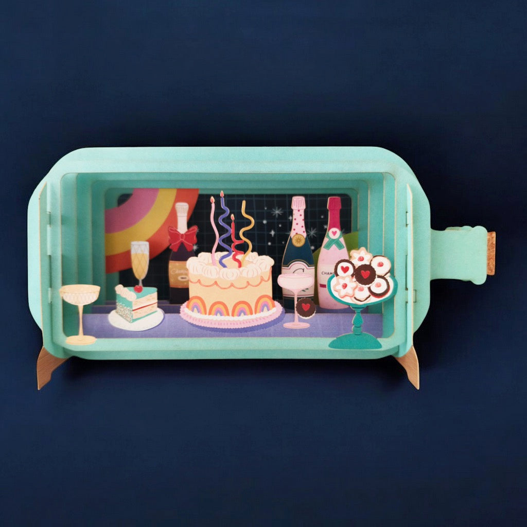 Birthday Cake Message In A Bottle Card .