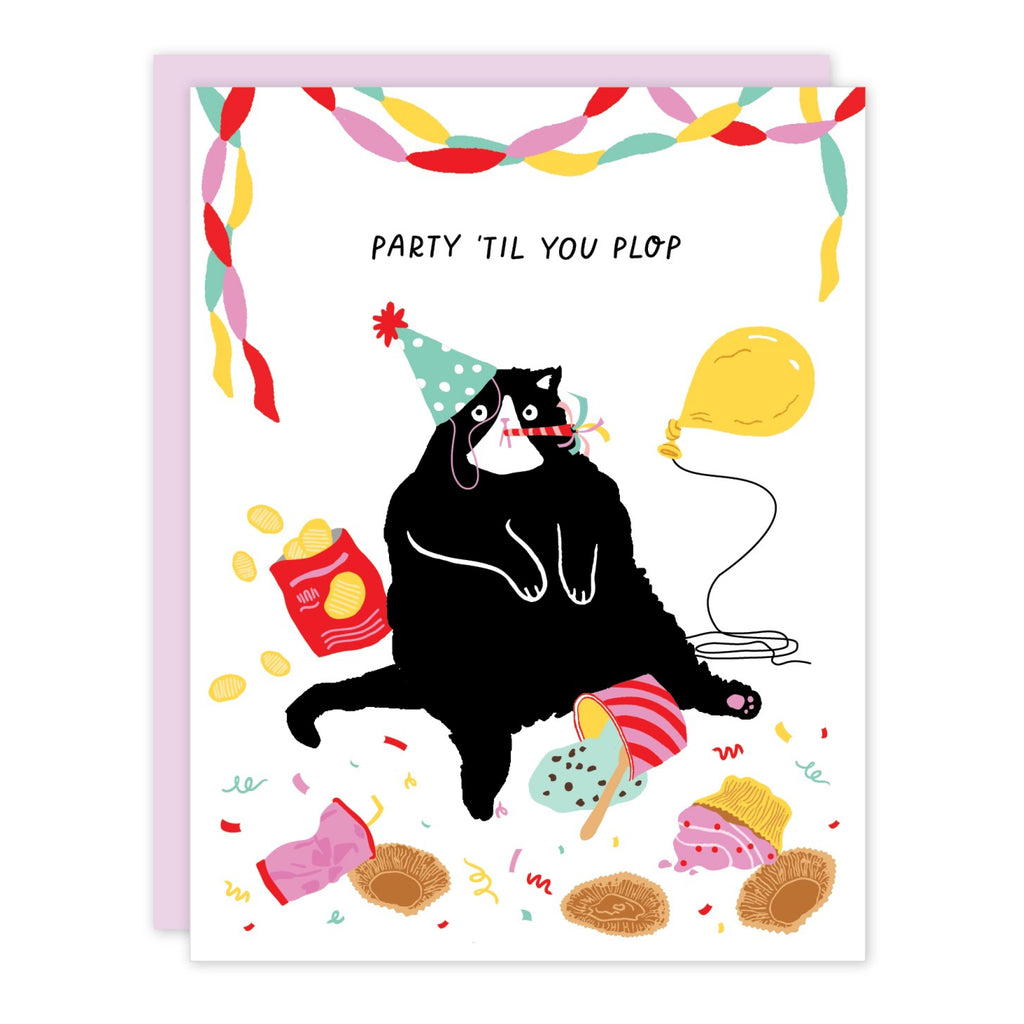 Birthday Cat Party 'Til You Plop Card.