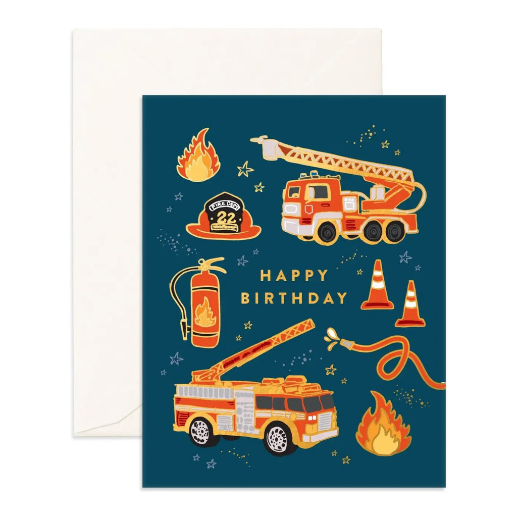 Birthday Fire Trucks Greeting Card.