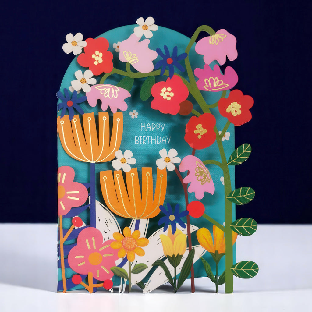 Birthday Flowers Laser Cut Card.